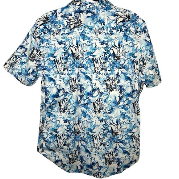 Robert Graham Men's Large Classic Fit Short Sleeve Button Up Shirt Blue Paisley - Picture 6 of 6
